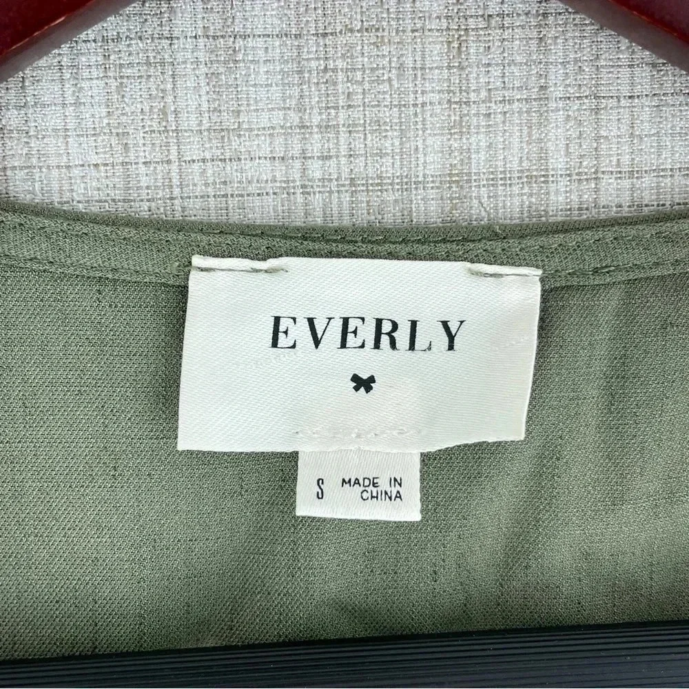 Everly Womens Size 2 fit flare button down green dress 2846 - Picture 3 of 8
